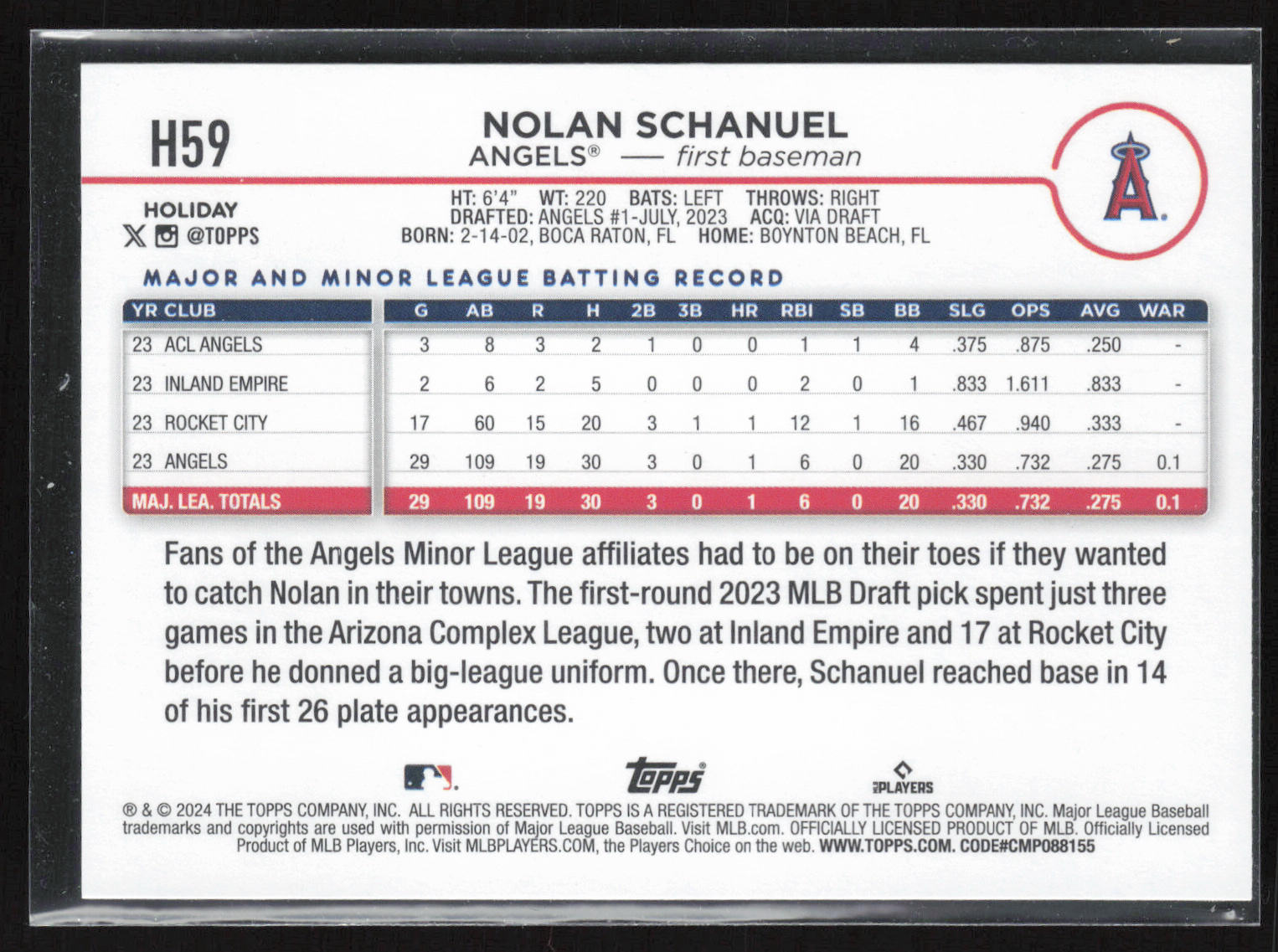 2024 Topps Holiday #H59 Nolan Schanuel