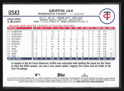 2024 Topps Update #US43 Griffin Jax