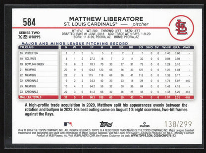 2024 Topps #584 Matthew Liberatore Orange Crackle Foil #/299