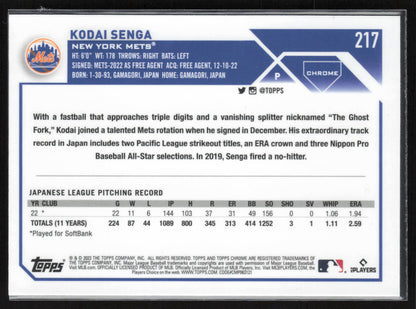 2023 Topps Chrome #217 Kodai Senga Sepia Refractors