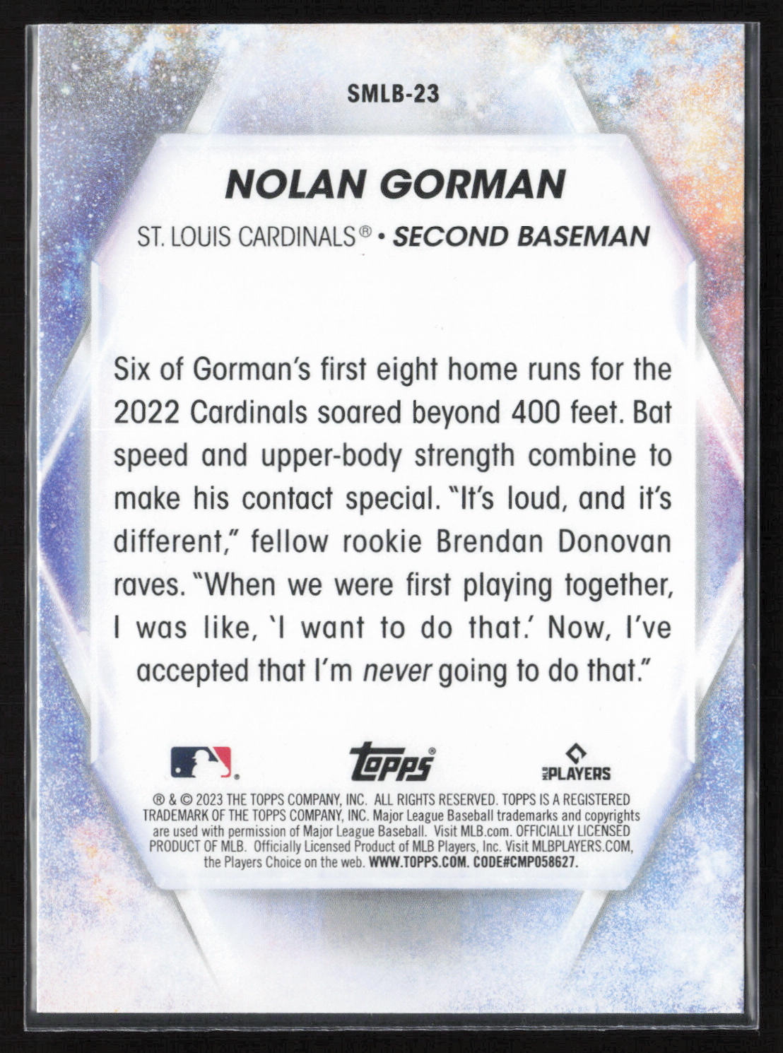 2023 Topps #SMLB-23 Nolan Gorman Stars of MLB