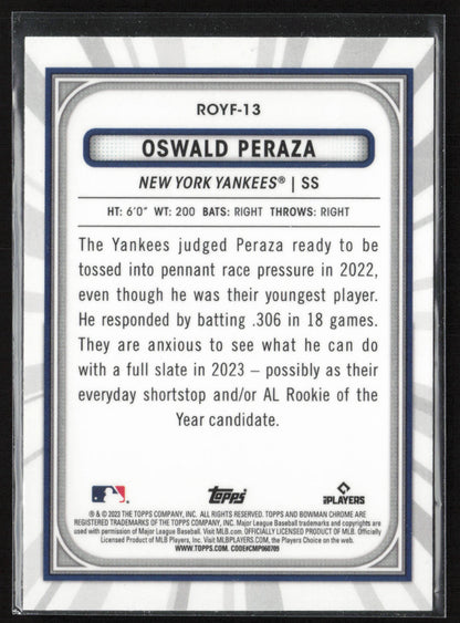2023 Bowman #ROYF-13 Oswald Peraza Rookie of the Year Favorites