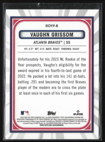 2023 Bowman #ROYF-8 Vaughn Grissom Rookie of the Year Favorites