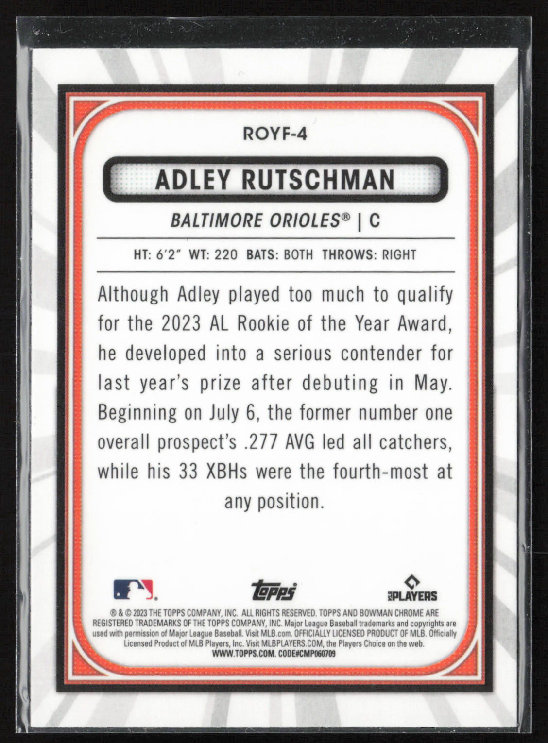 2023 Bowman #ROYF-4 Adley Rutschman Rookie of the Year Favorites