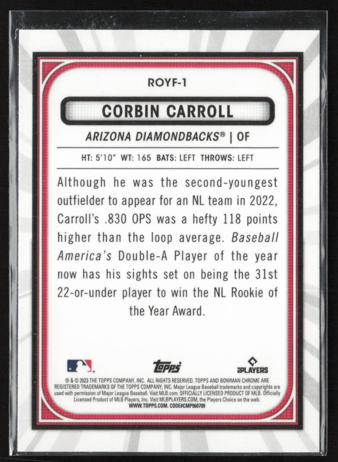 2023 Bowman #ROYF-1 Corbin Carroll Rookie of the Year Favorites