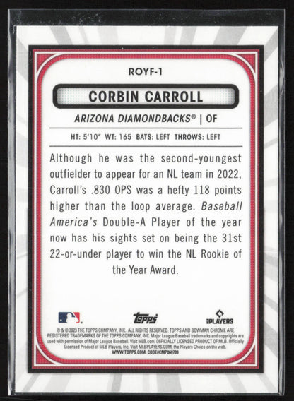 2023 Bowman #ROYF-1 Corbin Carroll Rookie of the Year Favorites