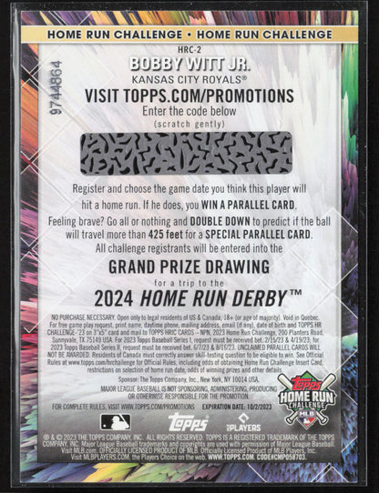 2023 Topps #HRC-2 Bobby Witt Jr. Home Run Challenge (Series One)