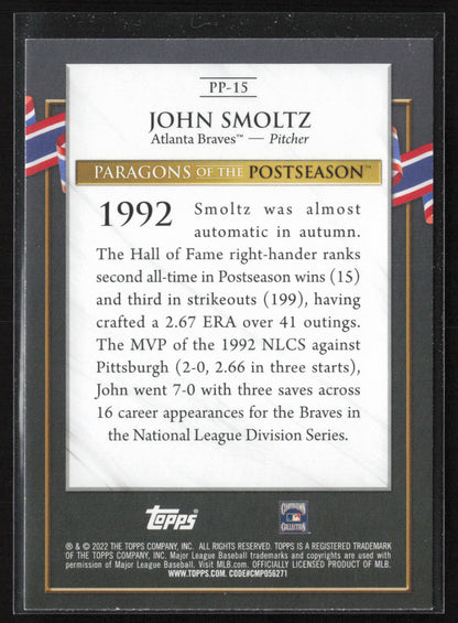 2022 Topps Update #PP-15 John Smoltz Paragons of the Postseason Blue