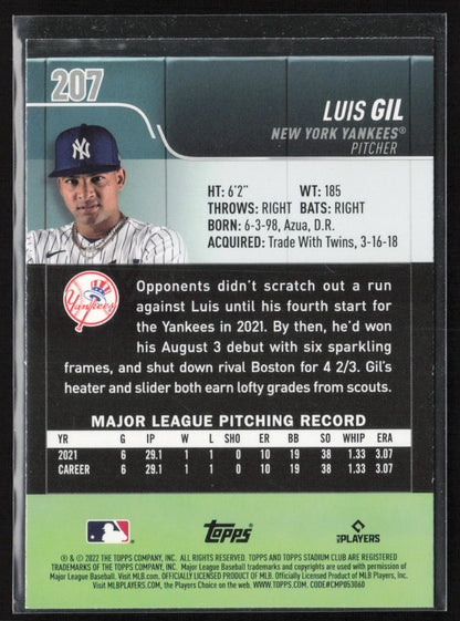 2022 Stadium Club #207 Luis Gil