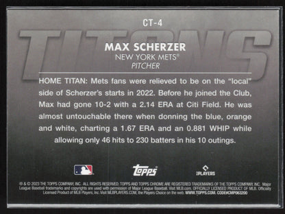 2023 Topps Chrome #CT-4 Max Scherzer Titans
