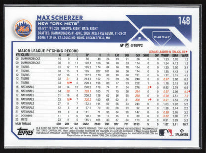 2023 Topps #21 Max Scherzer Pink Refractor