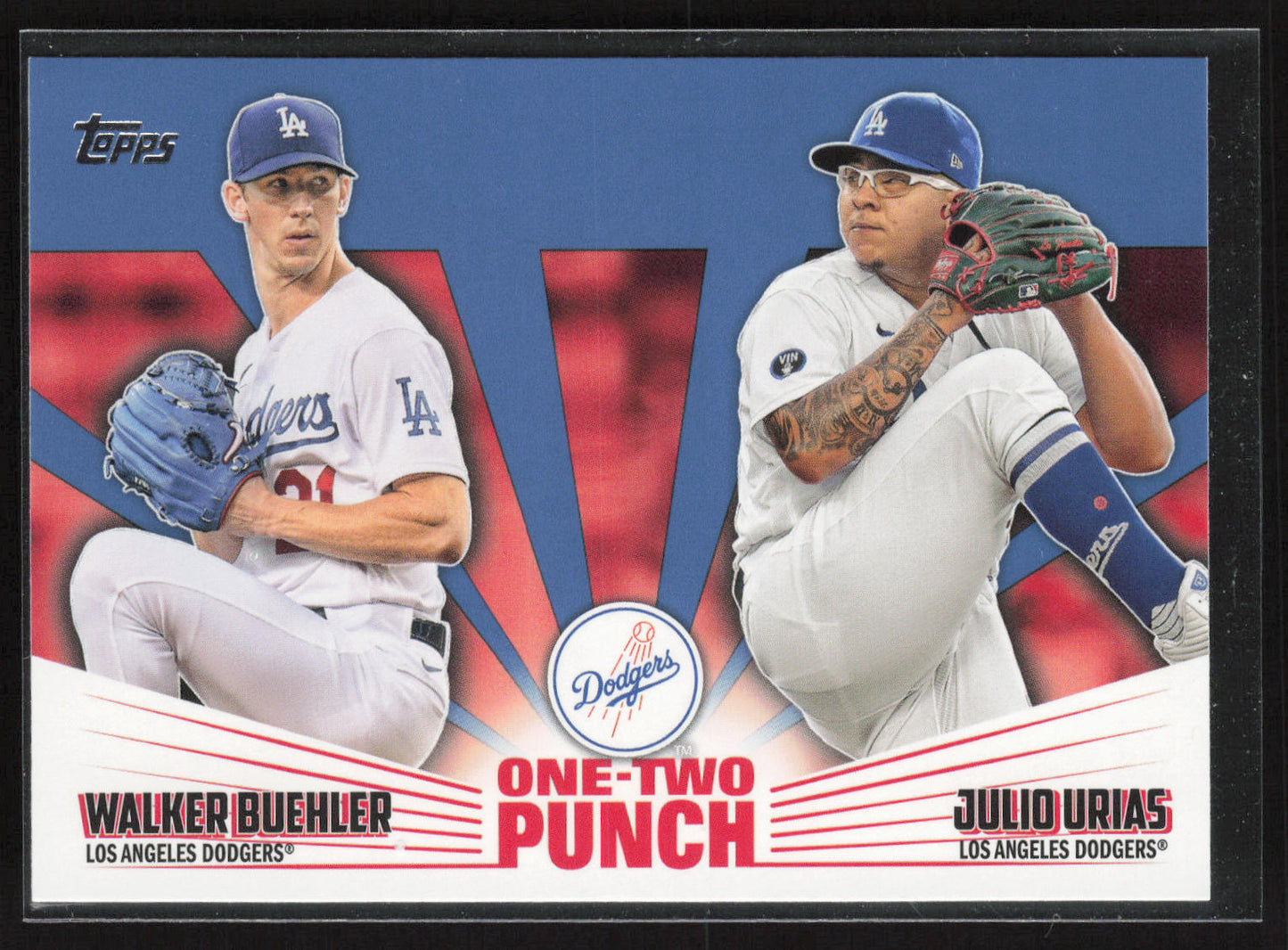 2023 Topps #12P-3 Walker Buehler / Julio Urías One-Two Punch Blue