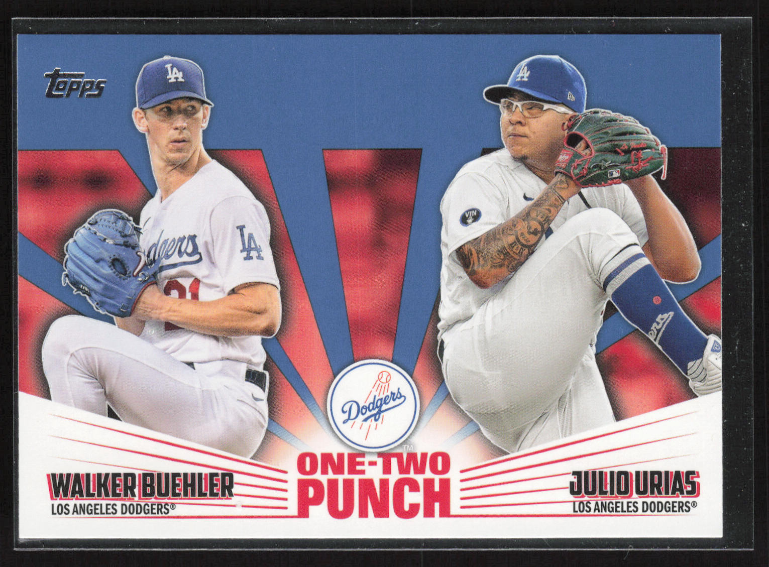 2023 Topps #12P-3 Walker Buehler / Julio Urías One-Two Punch Blue