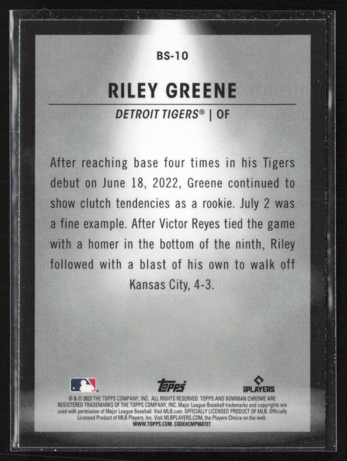 2023 Bowman #BS-10 Riley Greene Bowman Spotlights