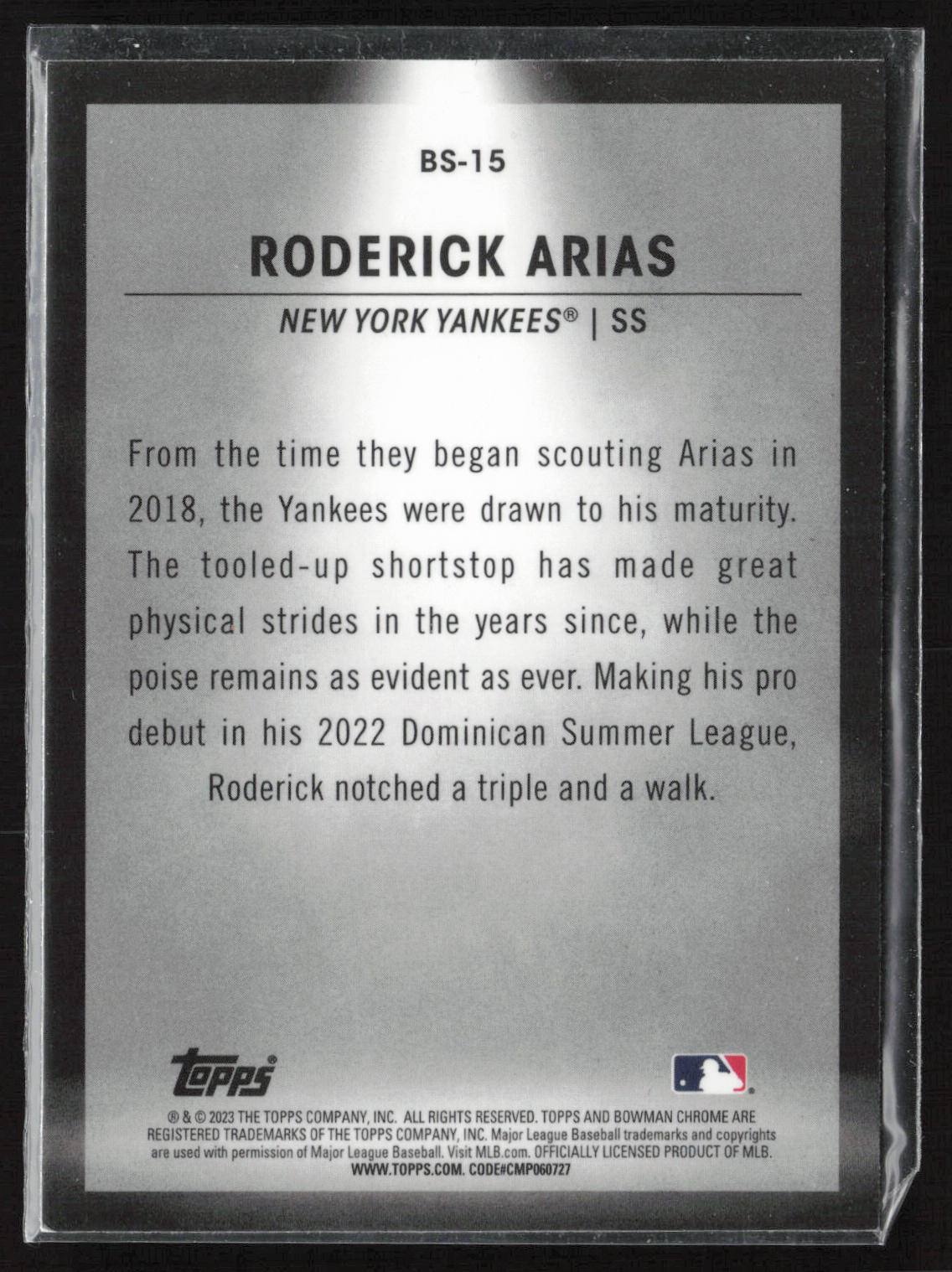 2023 Bowman #BS-15 Roderick Arias Bowman Spotlights