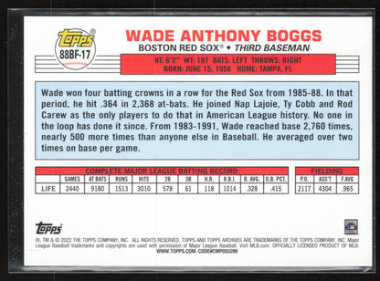 2022 Topps Archives #88BF-17 Wade Boggs 1988 Topps Big Foil