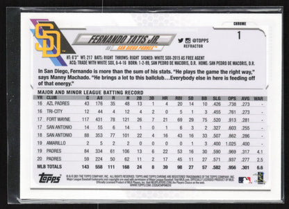 2021 Topps Chrome #1 Fernando Tatis Jr. Sepia Refractor