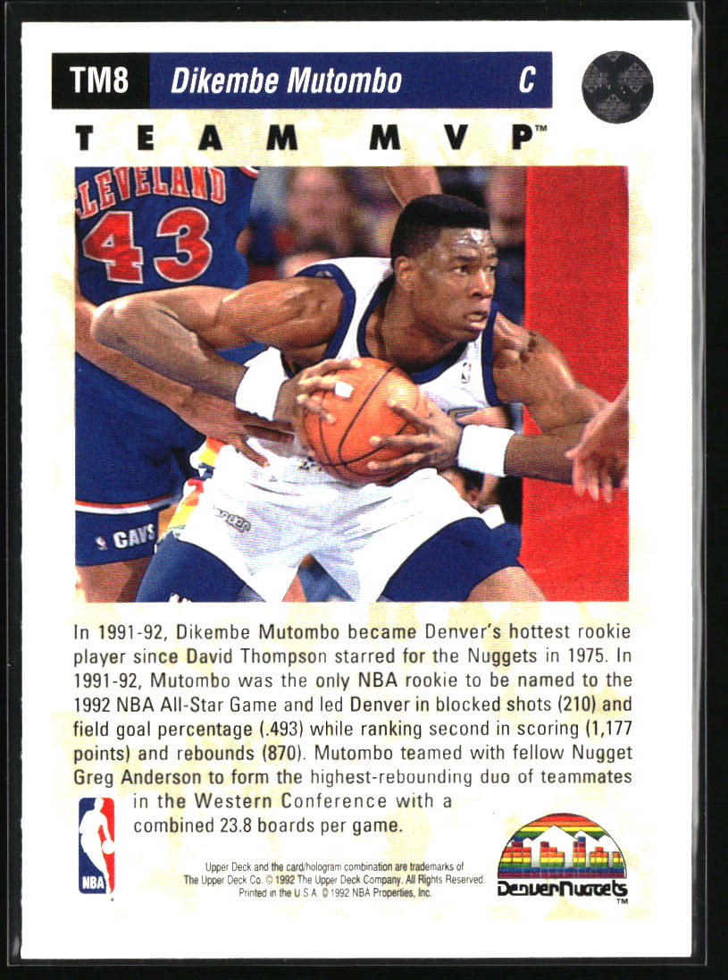 1992-93 Upper Deck #TM8 Dikembe Mutombo Team MVPs