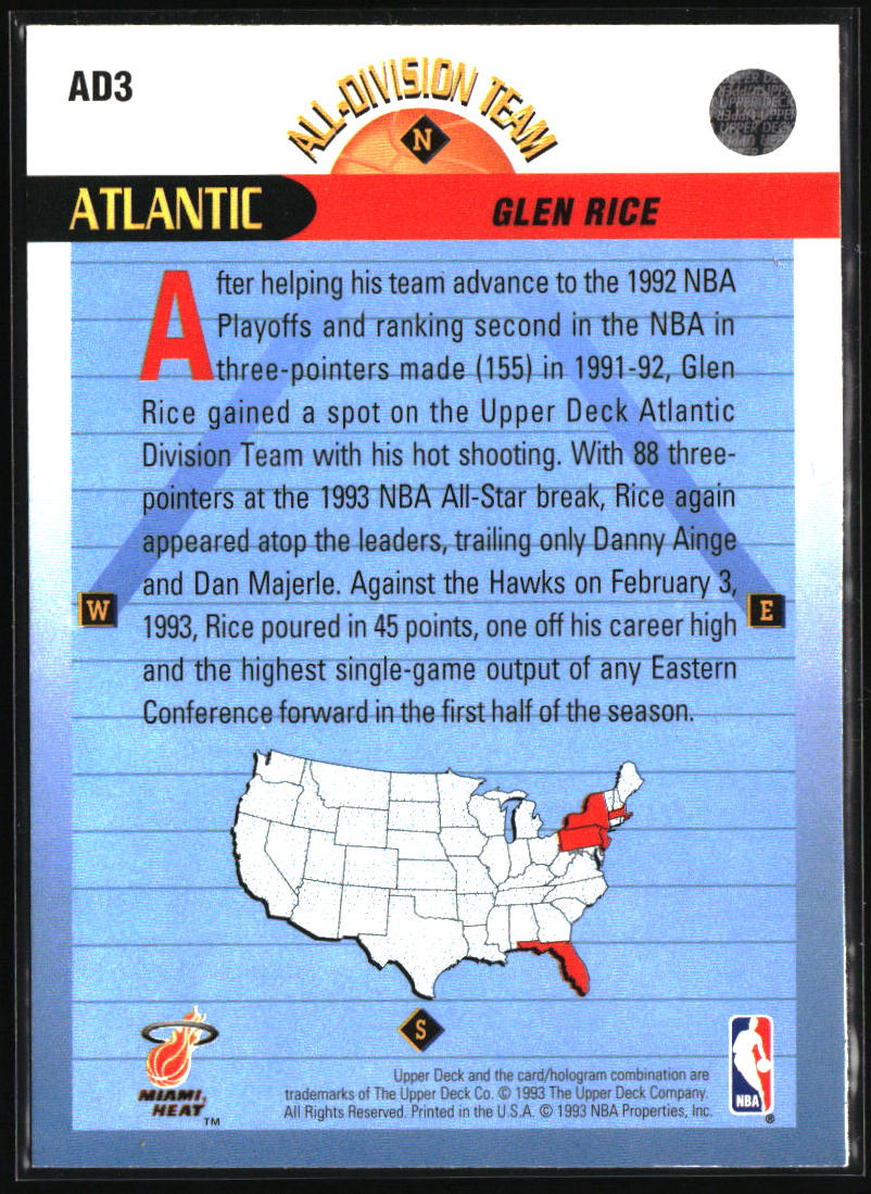 1992-93 Upper Deck #AD3 Glen Rice All-Division Team