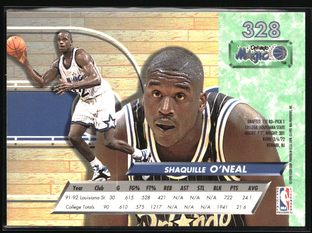 1992-93 Ultra #328 Shaquille O'Neal