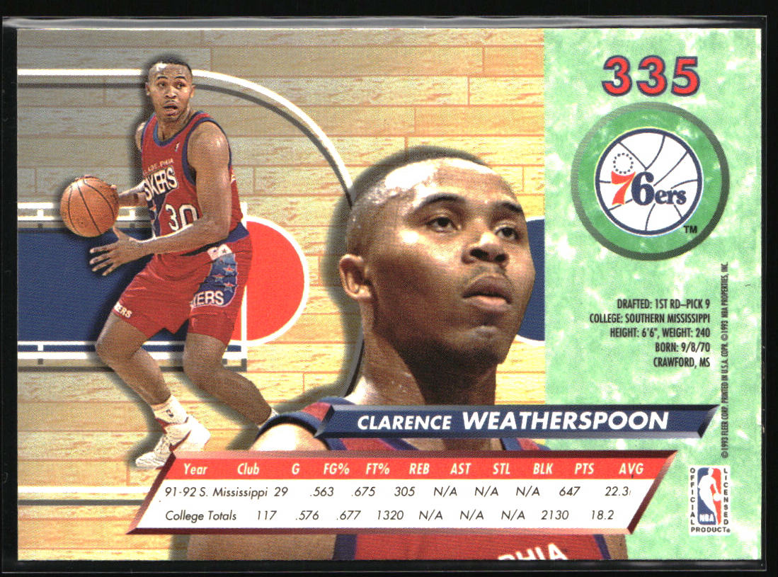1992-93 Ultra #335 Clarence Weatherspoon