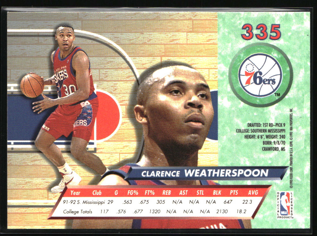 1992-93 Ultra #335 Clarence Weatherspoon