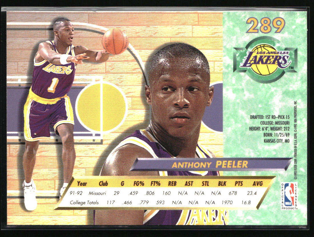 1992-93 Ultra #289 Anthony Peeler