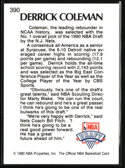 1990-91 Hoops #390 Derrick Coleman
