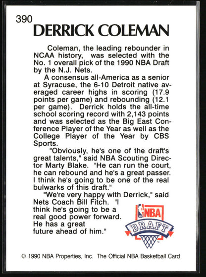 1990-91 Hoops #390 Derrick Coleman