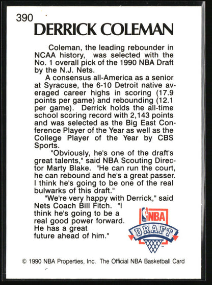 1990-91 Hoops #390 Derrick Coleman