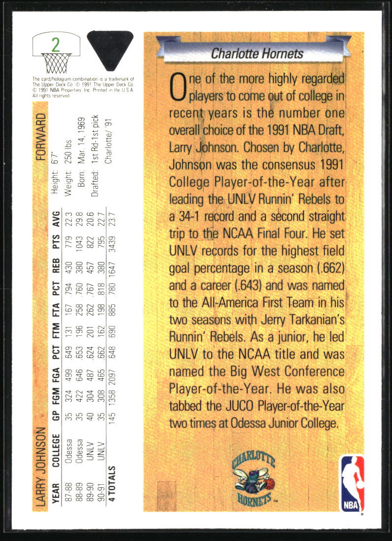 1991-92 Upper Deck #2 Larry Johnson