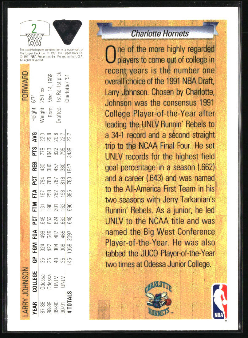 1991-92 Upper Deck #2 Larry Johnson