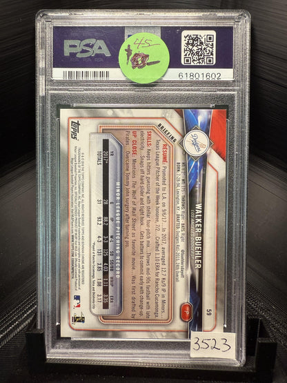 2018 Bowman #59 Walker Buehler PSA 10