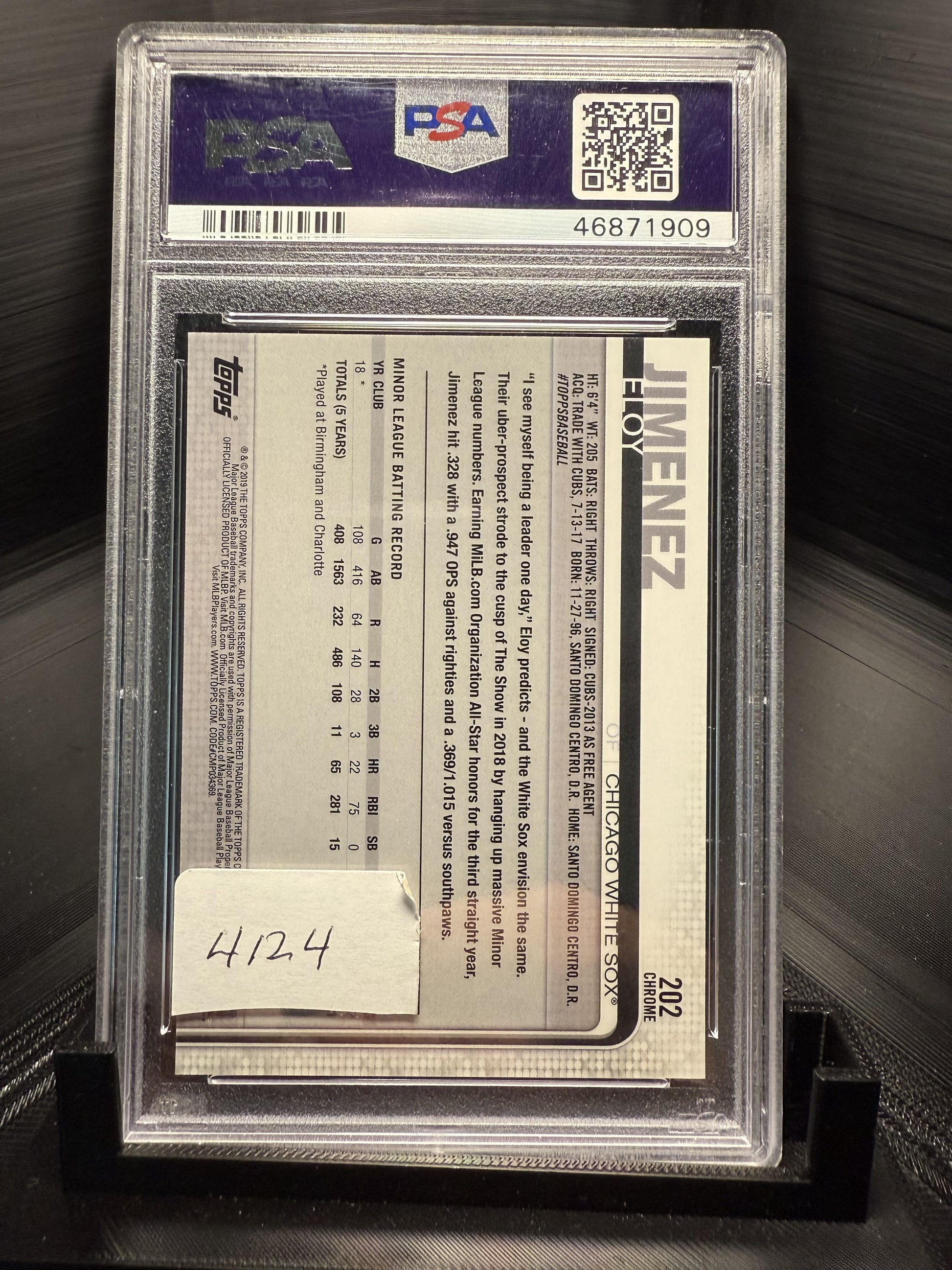 2019 Topps Chrome #202 Eloy Jimenez PSA 9