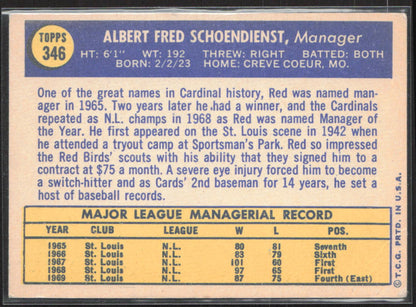 1970 Topps #346 Red Schoendienst