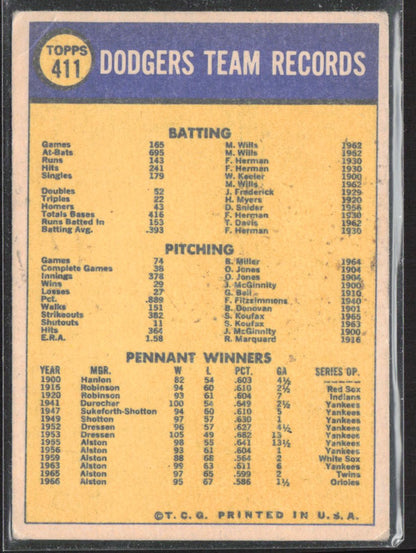 1970 Topps #411 Los Angeles Dodgers