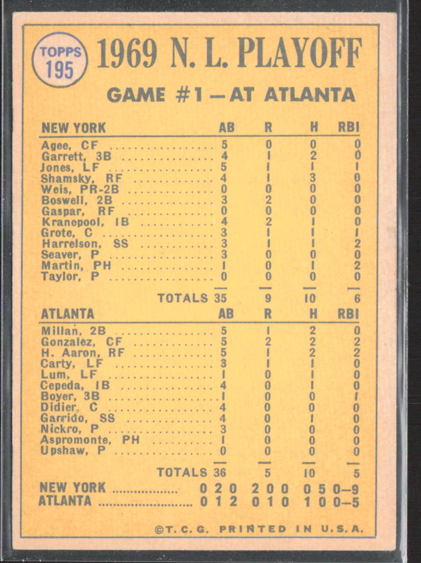 1970 Topps #195 N.L Playoff Game 1 - Seaver Wins Opener! NLCS