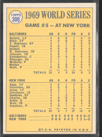 1970 Topps #309 World Series Game 5 - Koosman Shuts The Door!