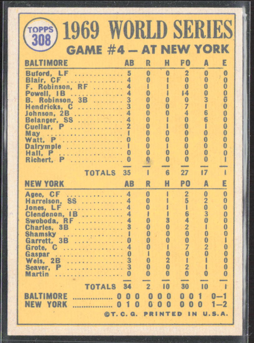 1970 Topps #308 World Series Game 4 - Martin's Bunt Ends Deadlock!