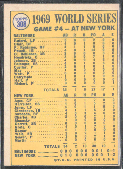 1970 Topps #308 World Series Game 4 - Martin's Bunt Ends Deadlock!
