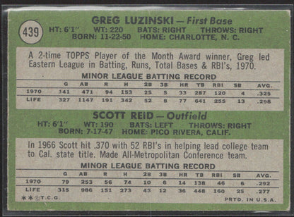1971 Topps #439 Phillies 1971 Rookie Stars (Greg Luzinski / Scott Reid)