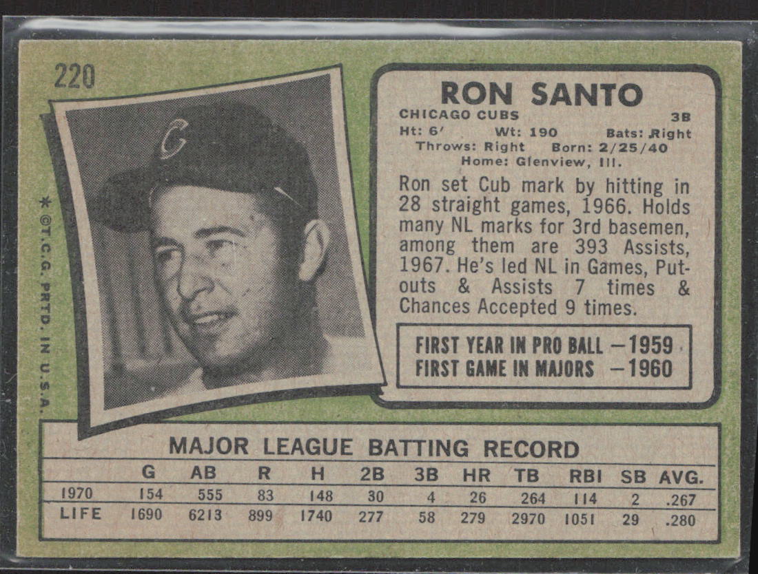 1971 Topps #220 Ron Santo
