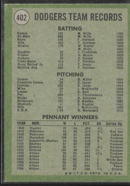 1971 Topps #402 Los Angeles Dodgers