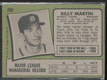 1971 Topps #208 Billy Martin