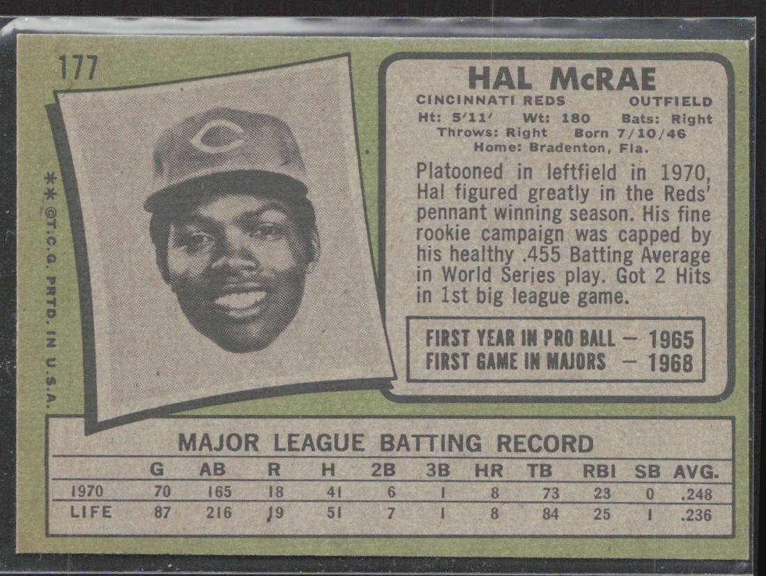 1971 Topps #177 Hal McRae