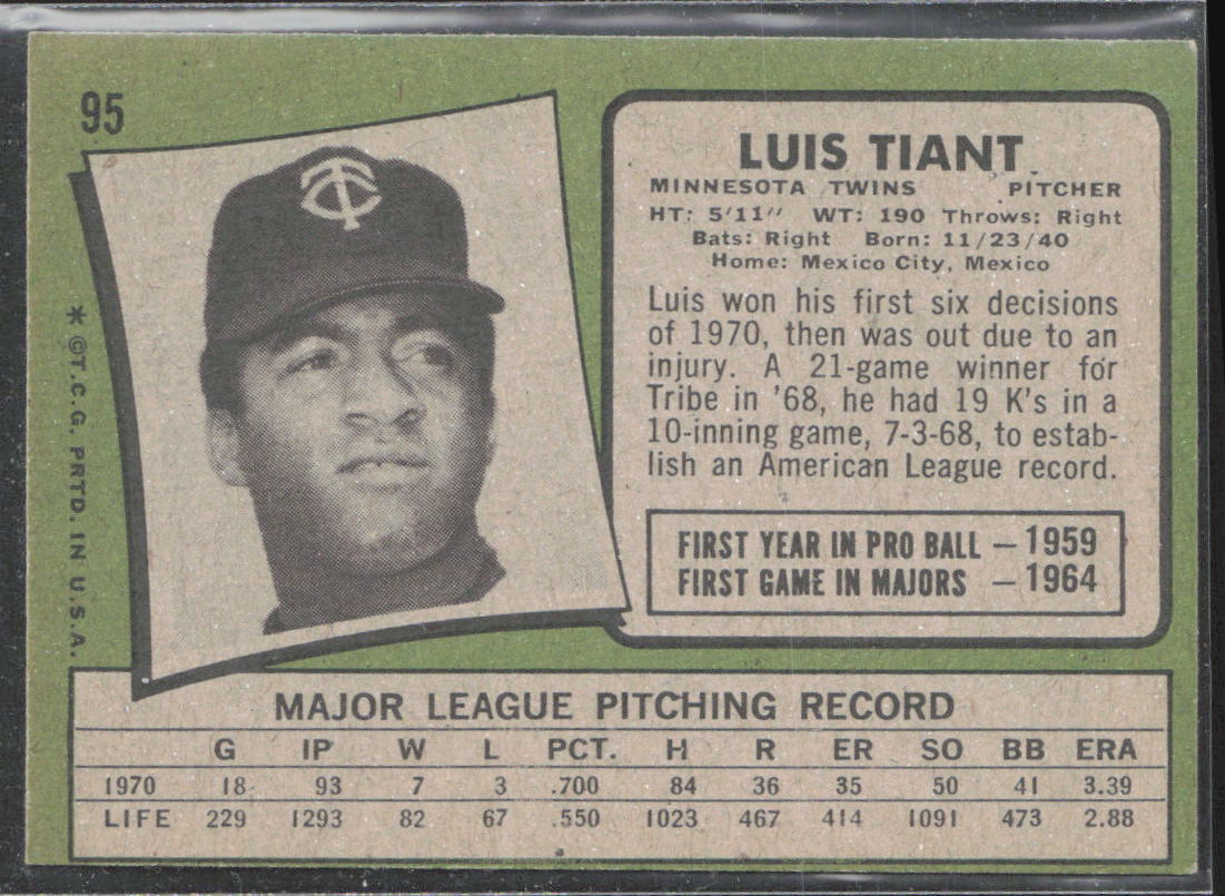 1971 Topps #95 Luis Tiant