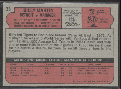 1972 Topps #33 Billy Martin
