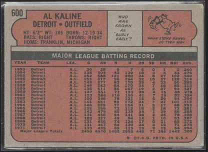 1972 Topps #600 Al Kaline