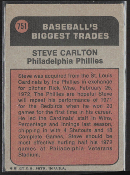1972 Topps #751 Steve Carlton