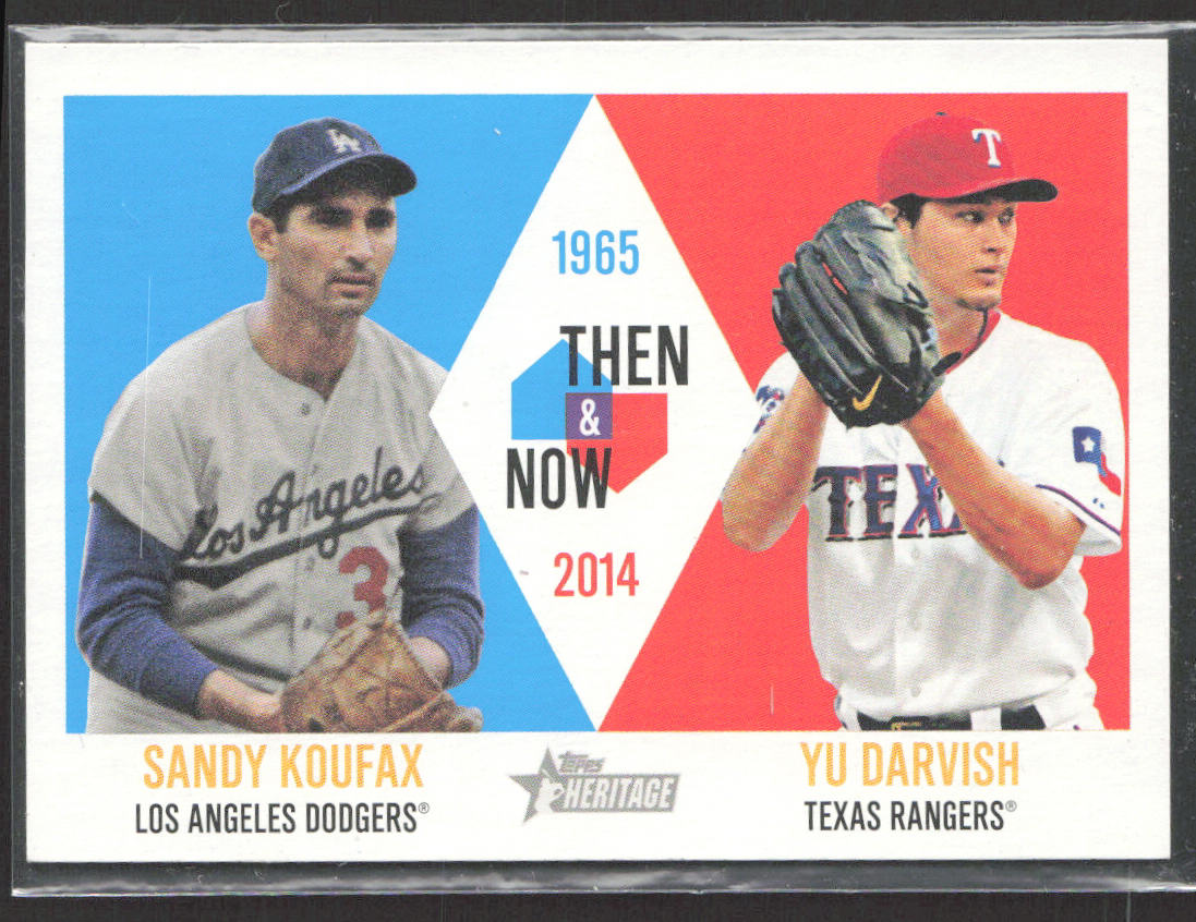 2014 Topps Heritage #TAN-KD Sandy Koufax / Yu Darvish Then & Now